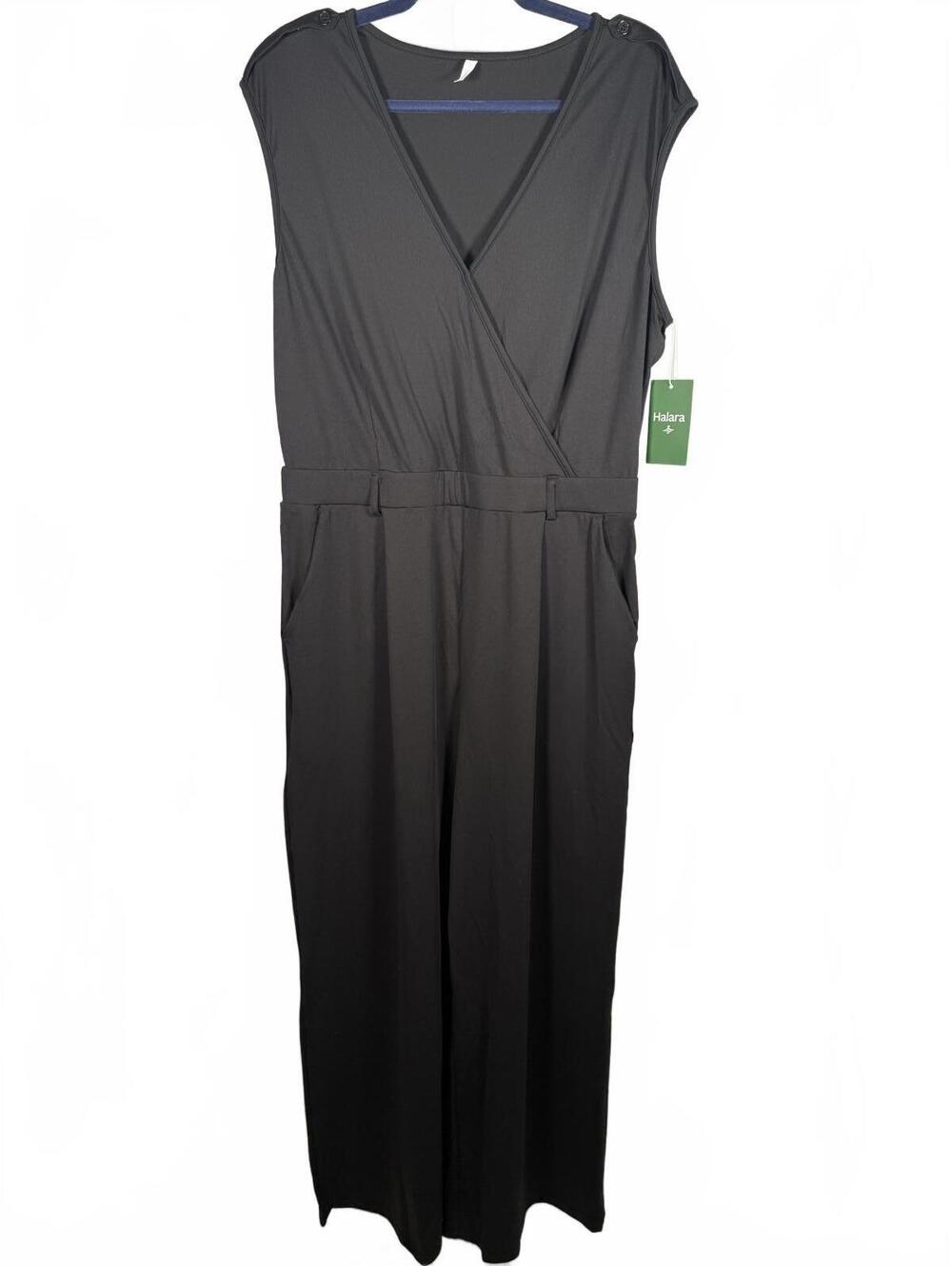 NWT Halara Women's Black V-Neck Wide Leg Jumpsuit Size XL - Picture 2 of 8
